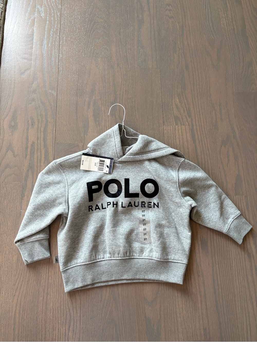 NWT Ralph Lauren Kids Light Grey POLO Logo Hoodie
